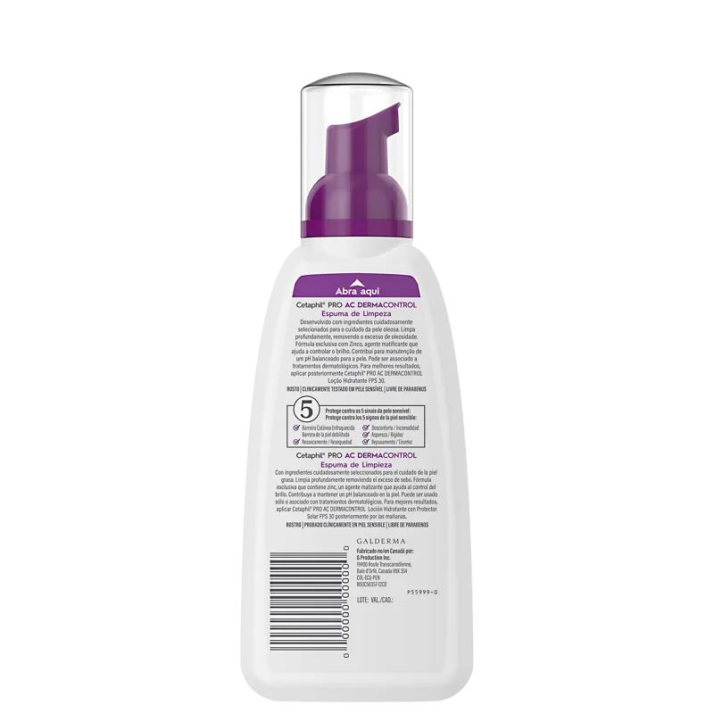 Cetaphil Pro AC Dermocontrol Pele Oleosa - Espuma de Limpeza Facial 236ml